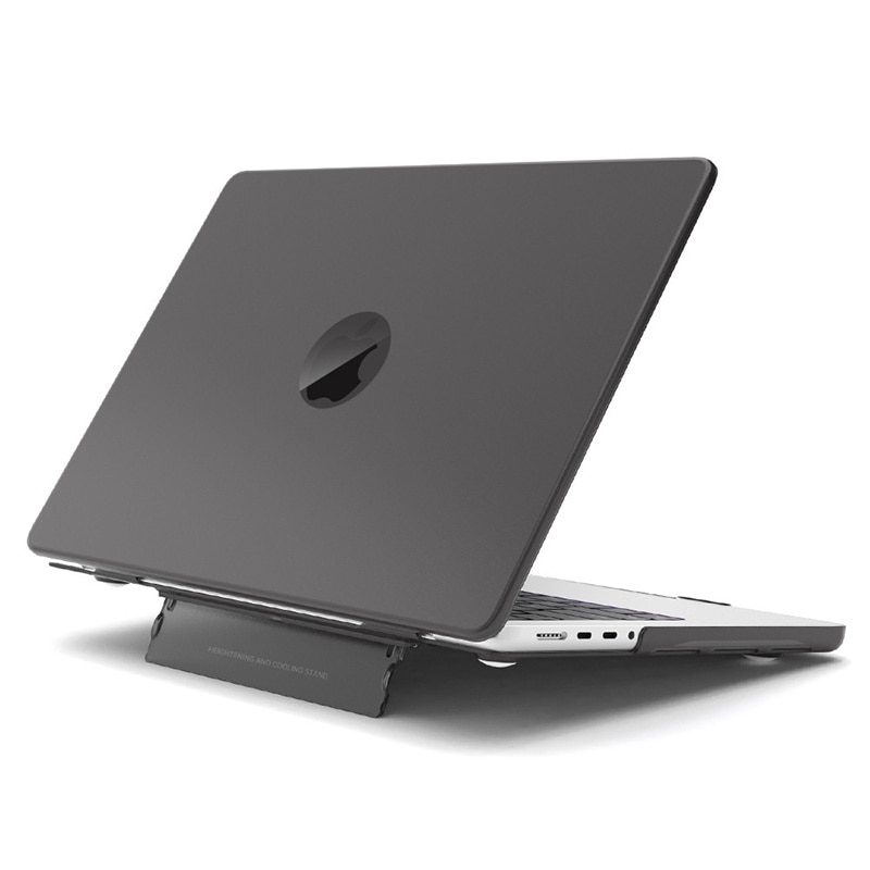 Carcasa de protectie, Pentru MacBook 13.6 Air M2/M3 (A2681/A3113), carcasa de protectie pentru computer, Fudisenn®, carcasa rigida cu suport invizibil, mata, gol in jos, negru