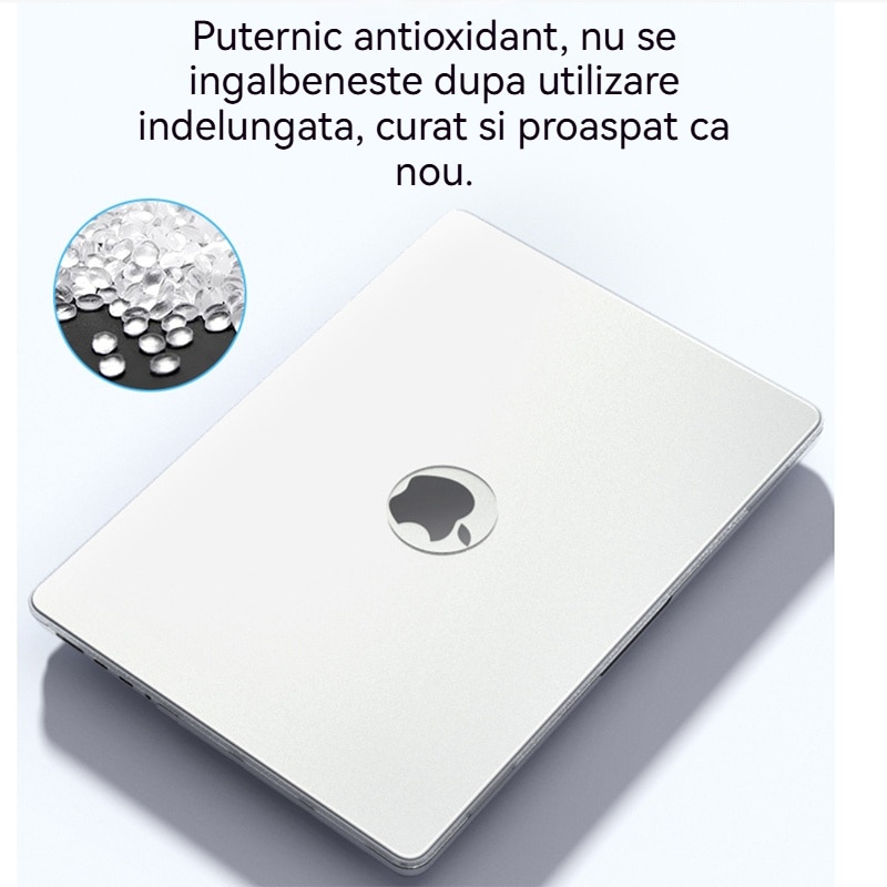 Carcasa de protectie, Pentru MacBook 13.6 Air M2/M3 (A2681/A3113), carcasa de protectie pentru computer, Fudisenn®, carcasa rigida cu suport invizibil, mata, gol in jos, negru
