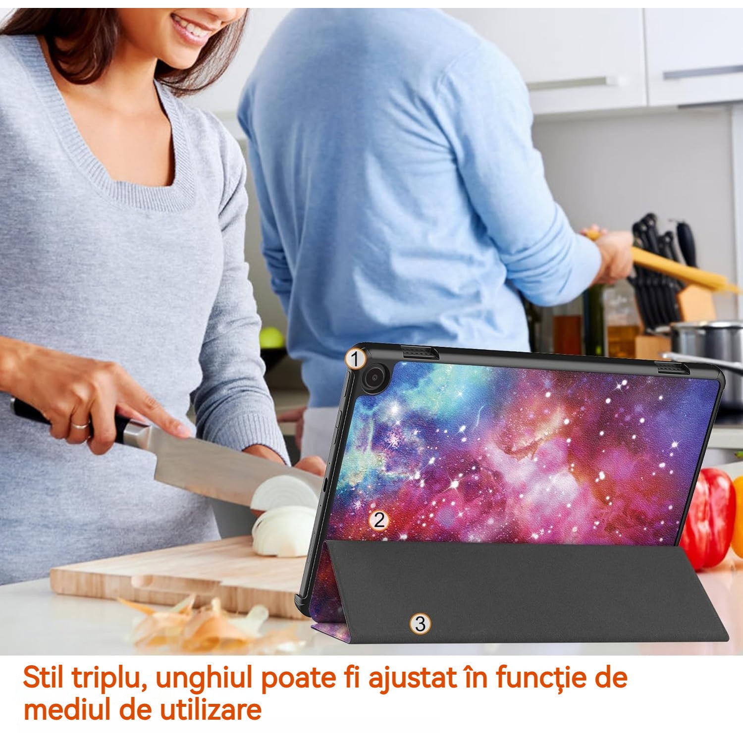 Husa tableta Fudisenn pentru Samsung Tab A9 Plus, 11 inchi, violet, design tri-fold, rezistenta la cadere