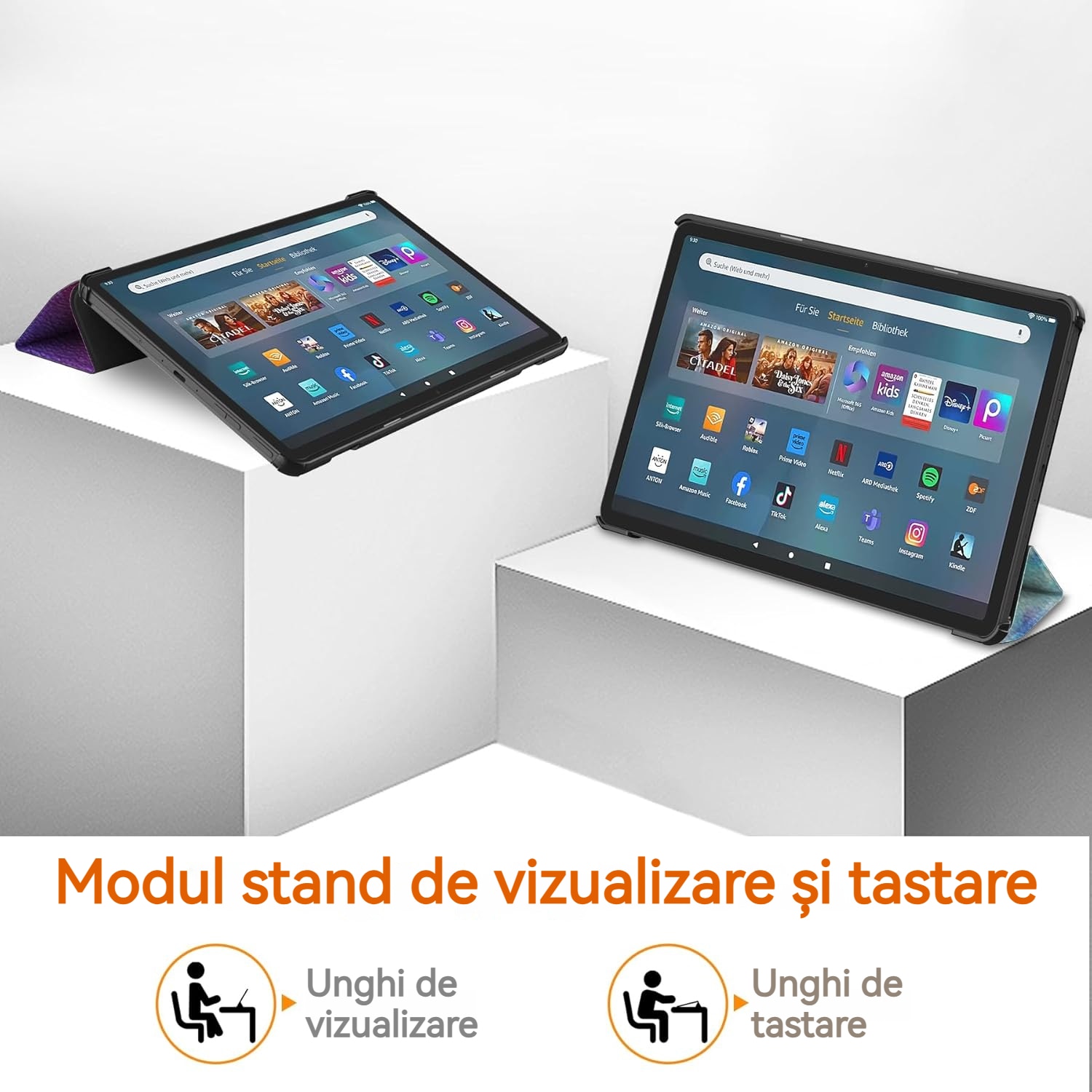 Husa tableta Fudisenn pentru Samsung Tab A9 Plus, 11 inchi, violet, design tri-fold, rezistenta la cadere