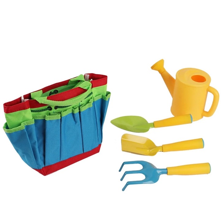 Set joaca gradinarit, unelte mini pentru copii, culori vibrante, 21.50x12.00x9.50cm