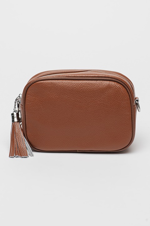 Chiara Canotti, Geanta crossbody din piele cu accesoriu canaf, Caramel