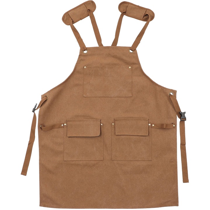 Sort bucatarie, canvas gros, maro deschis, 76x64x0.2cm, cu buzunare, unisex