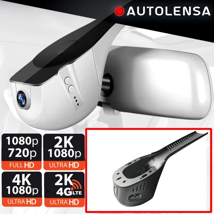 Видеорегистратор Volkswagene Volkswagen low DVR camera, front-rear camera 1080p-720p Autolensa, 24/7 Grey VW13, Black, Front+Rear 4K-1080p