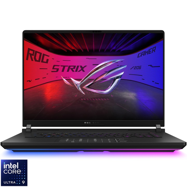 ASUS ROG Strix SCAR 16 G635LW gamer laptop, Intel® Core™ Ultra 9 275HX, akár 5,4 GHz-ig, 16", 2,5K WQXGA, Mini LED, 240Hz, G-Sync, 64GB DDR5, 2 TB + 2 TB SSD, NVIDIA® GeForce RTX™ 5080 16 GB GDDR7, No OS, Off Black