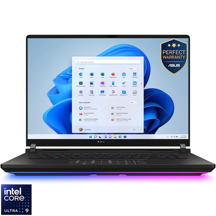 ASUS ROG Strix SCAR 16 G635LW Gamer laptop, Intel Core Ultra 9 275HX processzorral, akár 5.4GHz-ig, 16", 2.5K WQXGA, Mini LED, 240Hz, G-Sync, 32GB DDR5, 2TB SSD, NVIDIA GeForce RTX 5080 16GB GDDR7, Windows 11 Pro, Off Black fekete