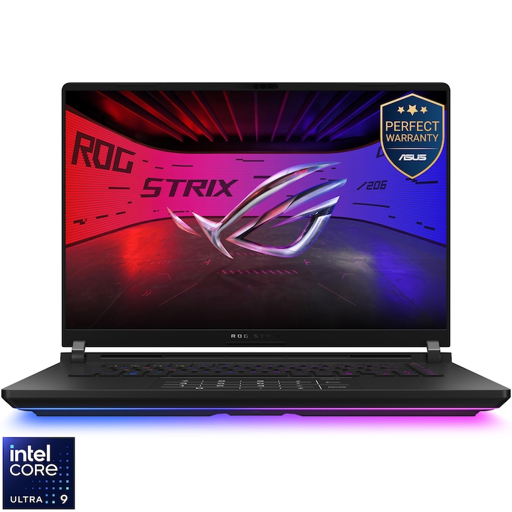 Laptop Gaming ASUS ROG Strix SCAR 16 G635LX cu procesor Intel® Core™ Ultra 9 275HX pana la 5.4GHz, 16", 2.5K WQXGA, Mini LED, 240Hz, G-Sync, 64GB DDR5, 2TB + 2TB SSD, NVIDIA® GeForce RTX™ 5090 24GB GDDR7, No OS, Off Black