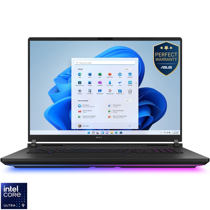 Laptop Gaming ASUS ROG Strix SCAR 18 G835LX cu procesor Intel® Core™ Ultra 9 275HX pana la 5.4GHz, 18", 2.5K WQXGA, Mini LED, 240Hz, G-Sync, 64GB DDR5, 2TB SSD, NVIDIA® GeForce RTX™ 5090 24GB GDDR7, Windows 11 Pro, Off Black