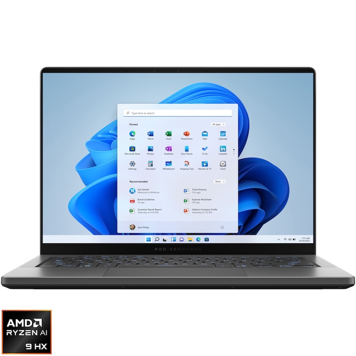 Laptop Gaming ASUS ROG Zephyrus G14 GA403WW cu procesor AMD Ryzen™ AI 9 HX 370 pana la 5.1GHz, 14", 3K, OLED, 120Hz, G-Sync, 64GB LPDDR5X, 1TB SSD, NVIDIA® GeForce RTX™ 5080 16GB GDDR7, Windows 11 Pro, Eclipse Gray