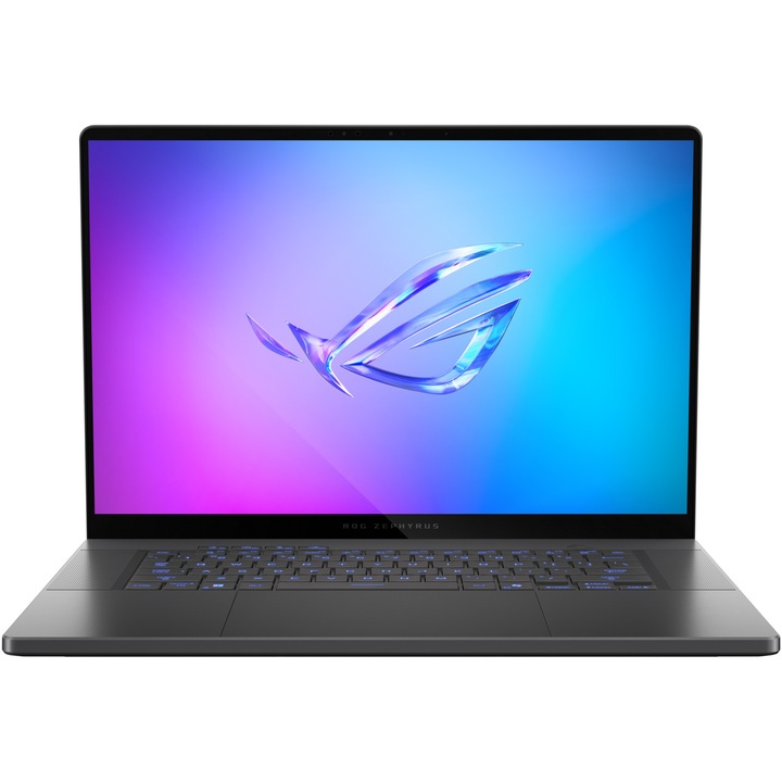 ASUS ROG Zephyrus G16 GU605CR Gamer laptop, Intel Core Ultra 9 285H processzorral, akár 5,4 GHz-es sebességgel, 16", 2,5K, OLED, 240 Hz, 32 GB LPDDR5X RAM, 2 TB SSD, NVIDIA GeForce RTX 5070 Ti 12 GB GDDR7, operációs rendszer nélkül, Eclipse Grey