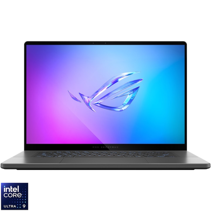ASUS ROG Zephyrus G16 GU605CX Gamer Laptop, Intel® Core™ Ultra 9 285H processzorral, akár 5,4 GHz-ig, 16", 2,5K WQXGA, OLED, 240Hz, G-Sync, 64GB LPDDR5X, 1TB SSD, NVIDIA® GeForce RTX™ 5090 24GB GDDR7, No OS, Eclipse Gray