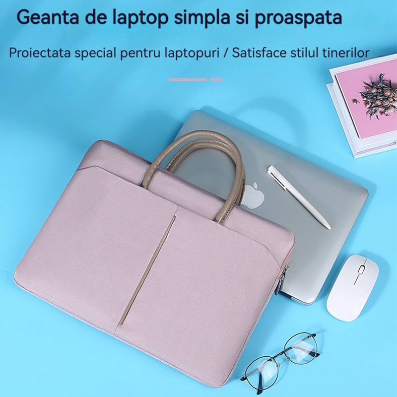 Geanta laptop portabila Fudisenn®, 15'', 15.6'' inch, pentru notebook, ultrabook, captusit interior cu microfibra, Tampa de bumbac perlat ingrosat, impermeabila, compatibila Macbook Pro, Air, Gri