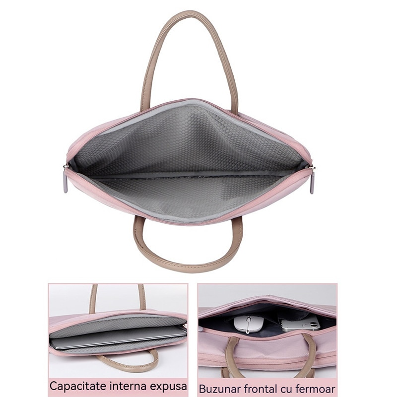 Geanta laptop portabila Fudisenn®, 15'', 15.6'' inch, pentru notebook, ultrabook, captusit interior cu microfibra, Tampa de bumbac perlat ingrosat, impermeabila, compatibila Macbook Pro, Air, Gri