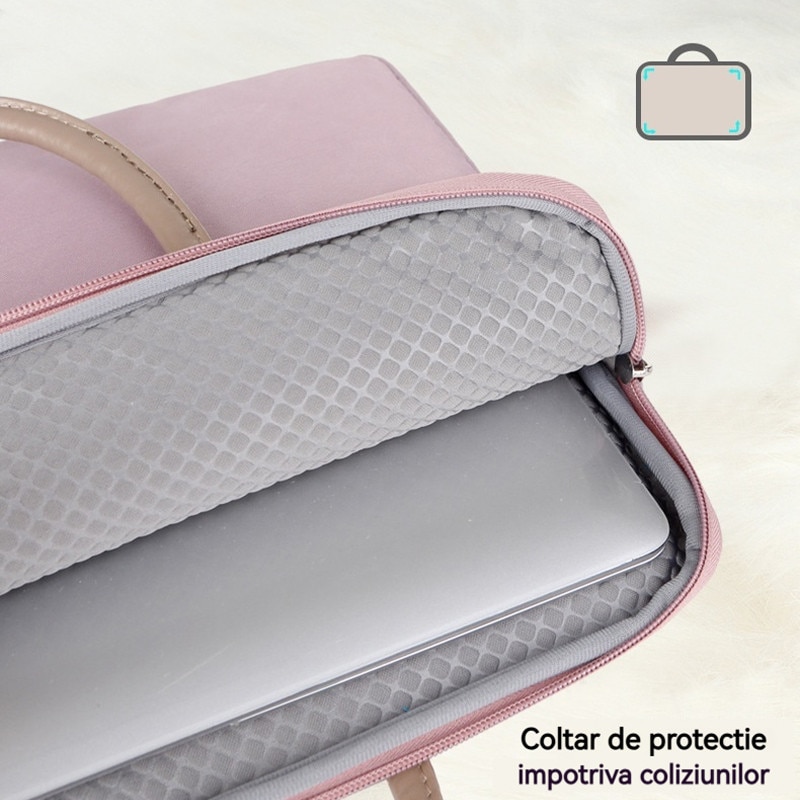 Geanta laptop portabila Fudisenn®, 15'', 15.6'' inch, pentru notebook, ultrabook, captusit interior cu microfibra, Tampa de bumbac perlat ingrosat, impermeabila, compatibila Macbook Pro, Air, Gri