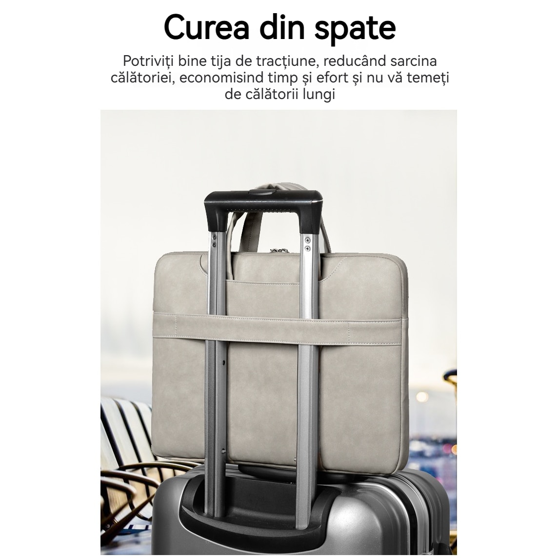 Geanta portabila pentru laptop, 15.6 inch, Fudisenn, potrivita pentru Lenovo Mac book Pro, Air, Huawei, etc., material din piele, interior din catifea, rezistenta la apa si la socuri, geanta de mana, doua buzunare frontale, gri deschis