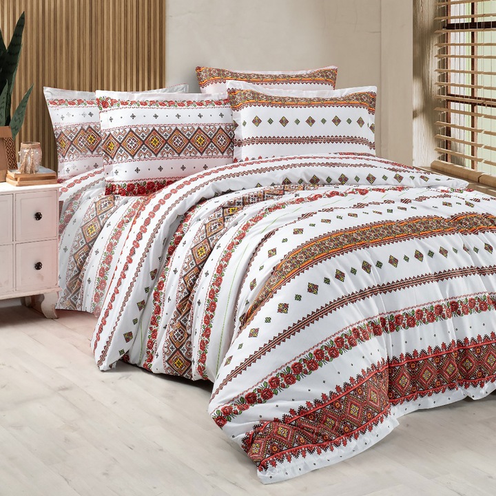 Dupla ágynemű 100% pamut Ranforce 4 db king size 240 x 260 cm, Specifikus hagyományos Fehér ARHAIC4