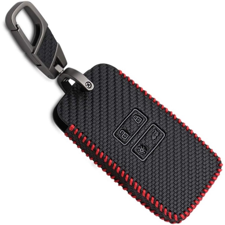 Husa din piele și fibră de carbon CoolSmile, multicolor, compatibilă cu cartela auto, Sarphia Store