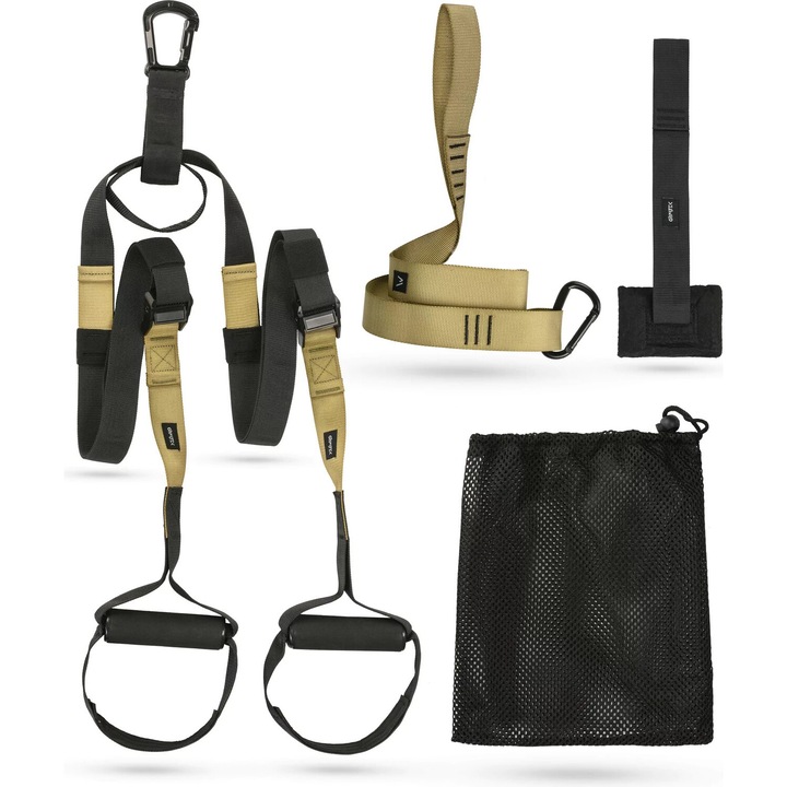 Комплект ластици Gymtek 100-150см 250кг с метален карабинер аксесоари за тренировка