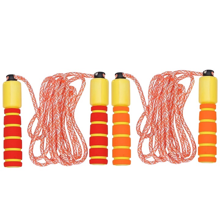 Corzi de sarit cu numarator, set 2 bucati, rosu si galben, portocaliu si galben, 300x15.5x3.5cm