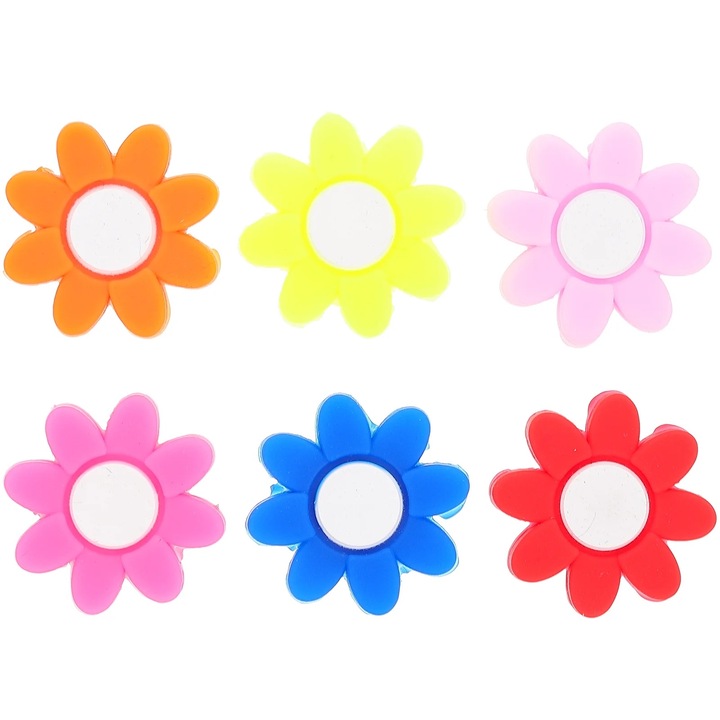 Set 6 bucati amortizoare vibratii racheta tenis, forma floare, multicolor, 3x3x1cm