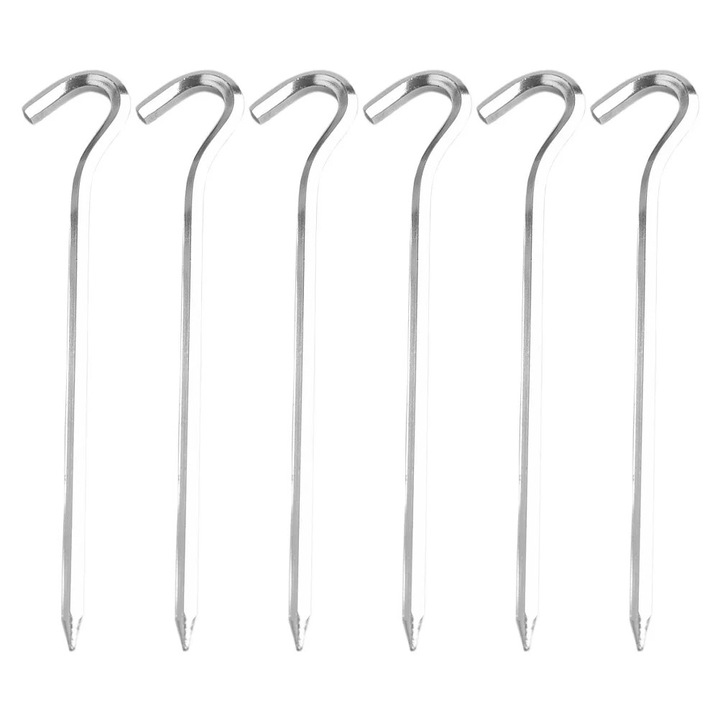 Set 6 cuie cort din aliaj de aluminiu, argintii, 18x0.6cm