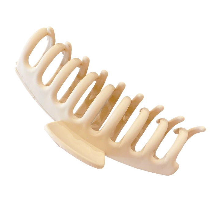 Geometrikus hajcsat, akril, bézs, elegáns minta