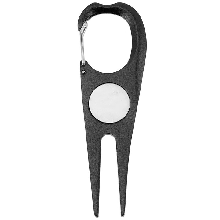 Unealta de reparare divot golf, aliaj aluminiu, neagra, 10x3x0.3cm