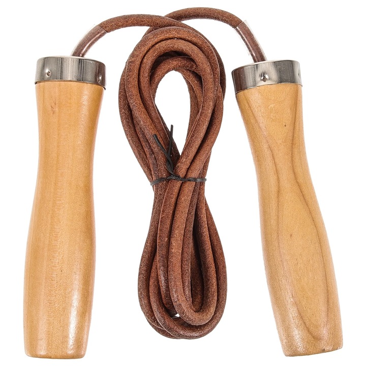 Corzi de sarituri, manere din lemn, 290x3x2.5cm, material: lemn si piele de vaca
