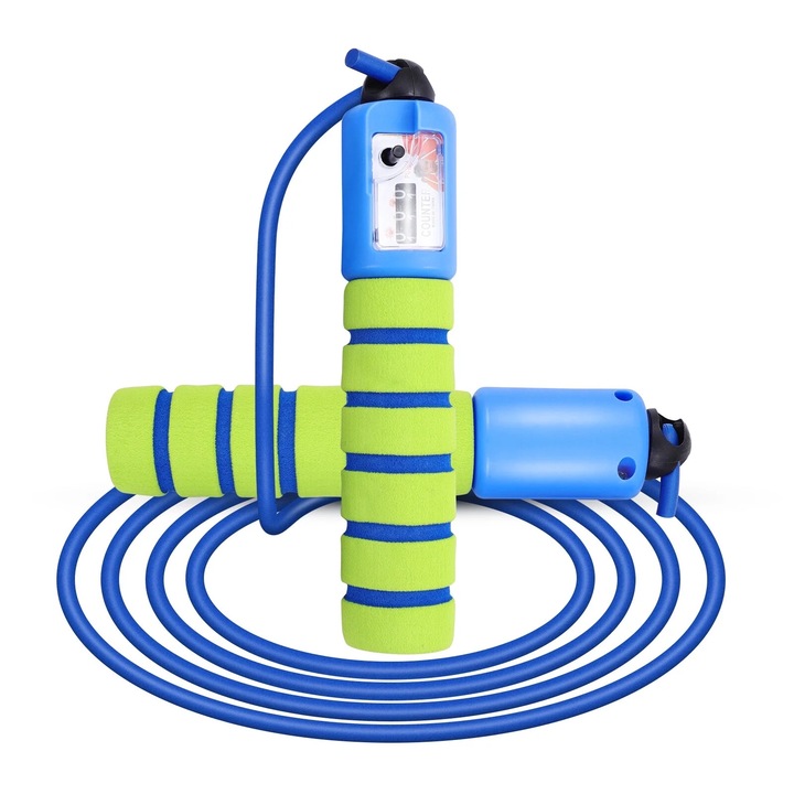 Corzi sarituri cu numarator, PIXNOR, verde-albastru, 2.8m, pentru copii 5-10 ani