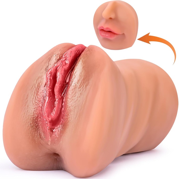 Мъжки мастурбатор, BYONDSELF, 3 в 1, с маслени аксесоари, еластичен и здравословен материал, 3D текстура, водоустойчив, лесен за почистване, кафяв