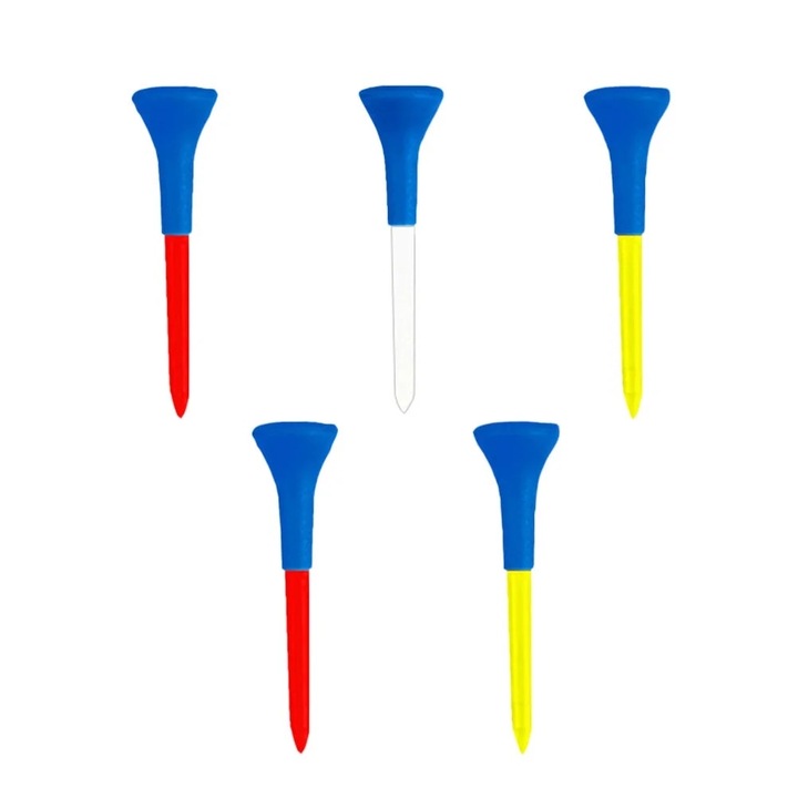 Set de tee-uri de golf, 7.4x2.8x2.8cm, culori variate, material plastic si cauciuc