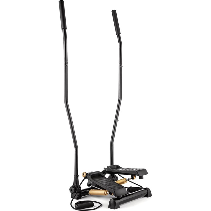 Stepper cu miscare de rotatie si brate, Gymtek, 42x43x22.5 cm, negru/auriu