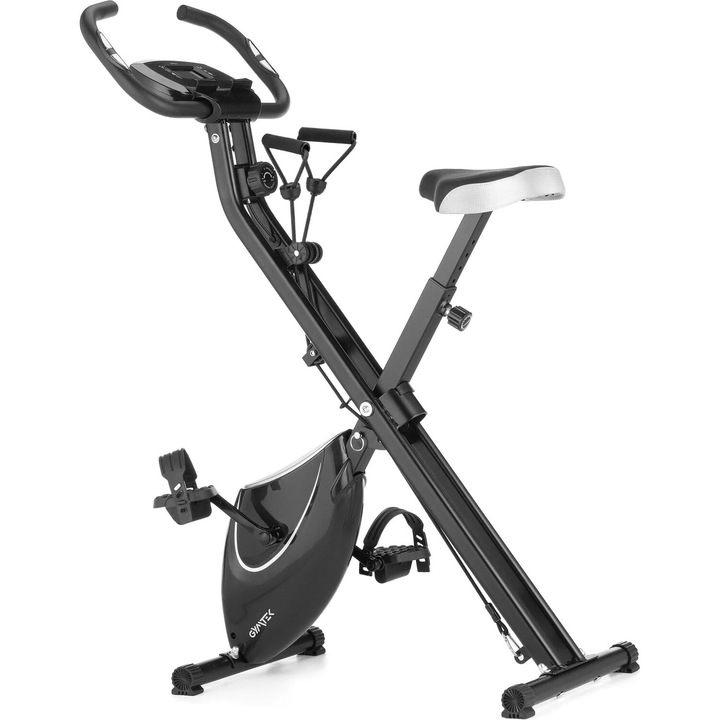 Bicicleta fitness magnetica pliabila FX600, 8 nivele de rezistenta, suport tableta, 120 kg, 74x44x116 cm, neagra
