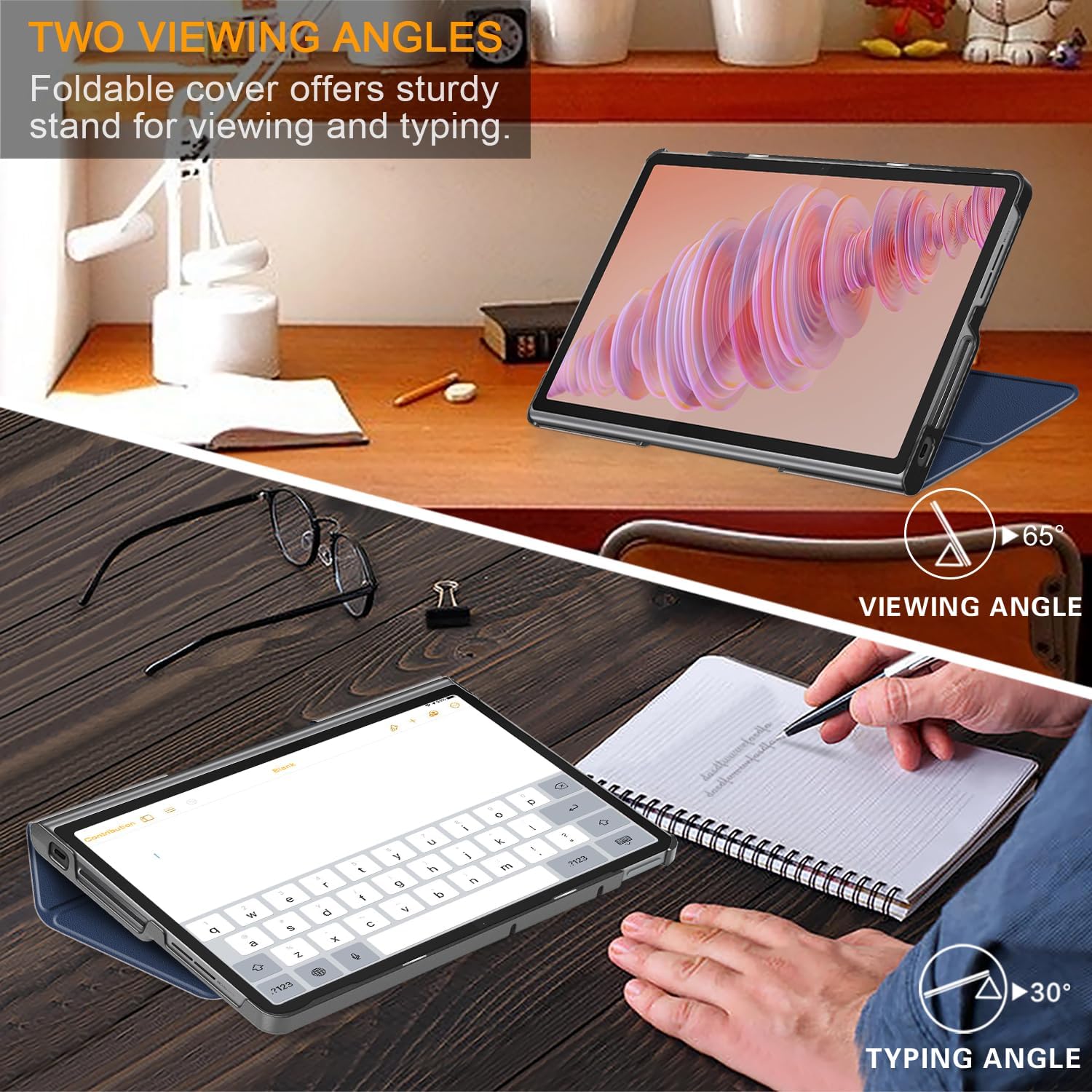 Husa pentru Lenovo Tab Plus (TB351FU) 11.5 inch 2024, Carcasa protectoare subtire cu suport si functie de trezire/dormire automata, Marinei