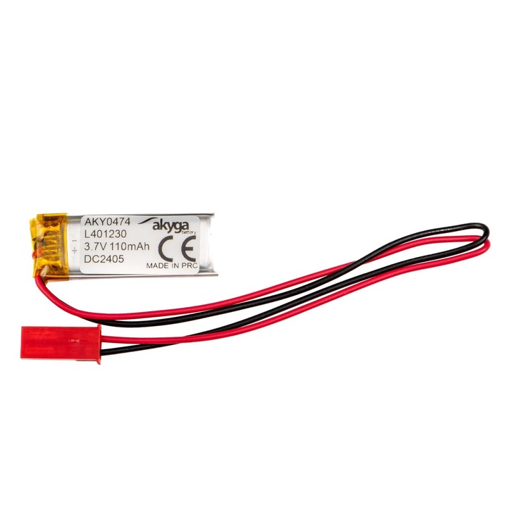 Baterie Li-Po Akyga AKY0474 3.7V 110mAh cu PCM, conector JST 2 pini 150mm