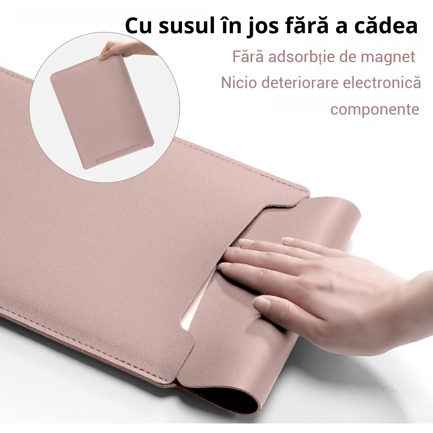 Husa pentru MacBook Pro/Air sau Laptop 13 Sleeve din piele PU premium cu mouse-pad inclus, Fudisenn®, 13.3/14 inchi, Cu geanta de depozitare pentru accesorii, Rezistenta la apa, 345*253mm, Roz