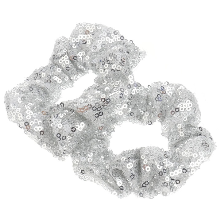 Set 2 diademe elastice multicolore din stofa cu paiete, 10x10x3cm