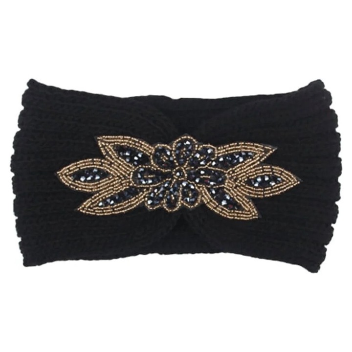 Banda de cap dama, multicolor, 21x11x1cm, material din fir de lana