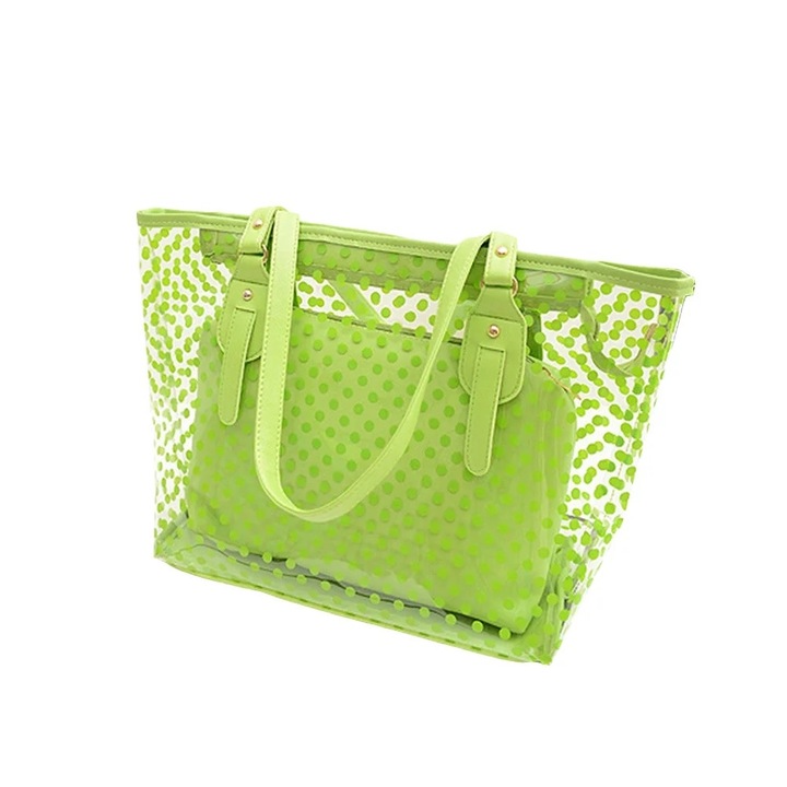 Geanta tote multicolora cu fermoar, 44x28x13cm, pentru cosmetice si accesorii, design cu buzunar interior