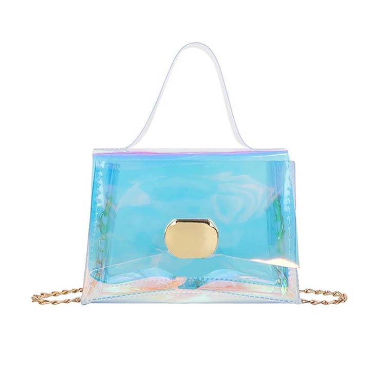 Geanta de umar transparenta cu lant, multicolor, 15x11x5.5cm
