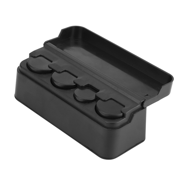 Кутия за монети за кола, TNEAYWHE, пластмаса, черна, размери 11.5x4.2x3.6см, 4 държача за монети