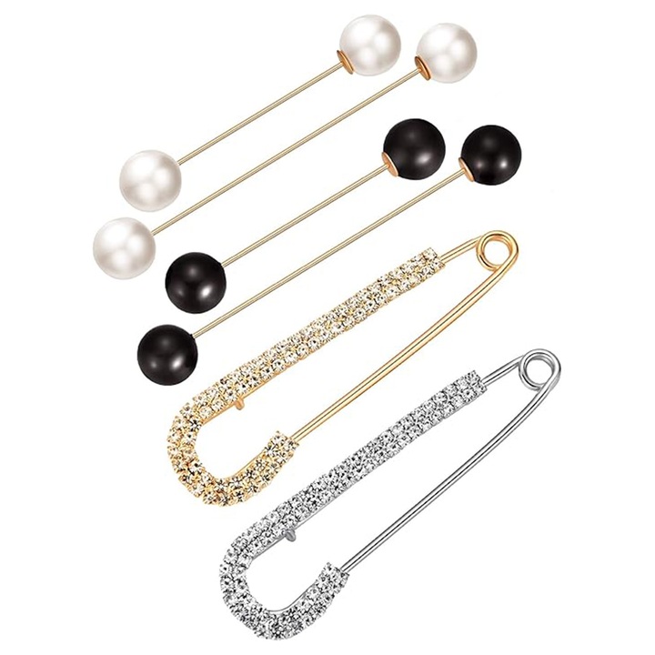 Brosa decorativa TREXORA, perla, asimetrica, maro, set 6 bucati