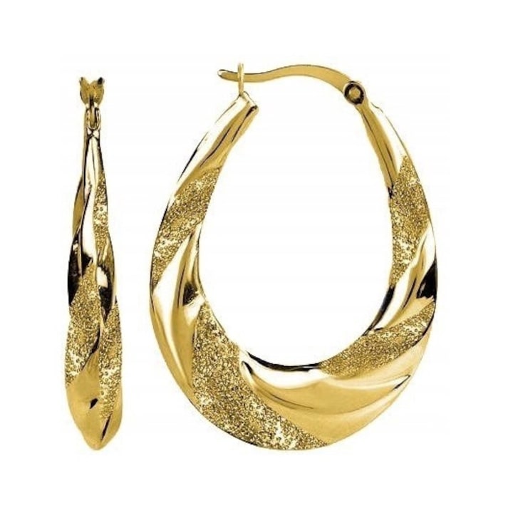 Златни обеци за жени, английски халки, сребро 925, позлатени