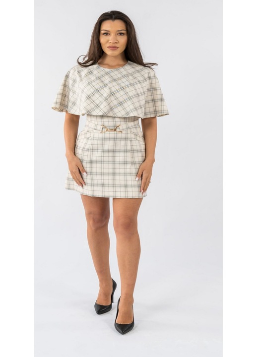 Кремава рокля със сиви райета Madalina, Крем