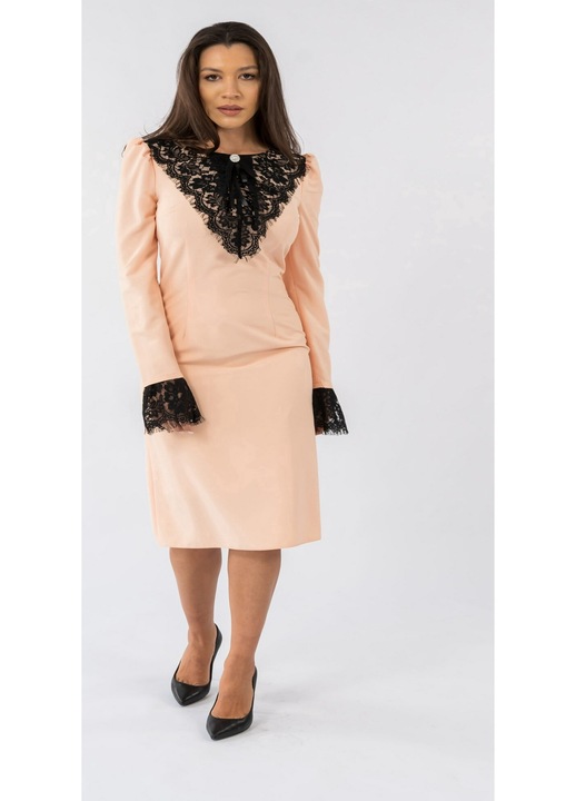 Кремава рокля с дантела Наталия, Крем