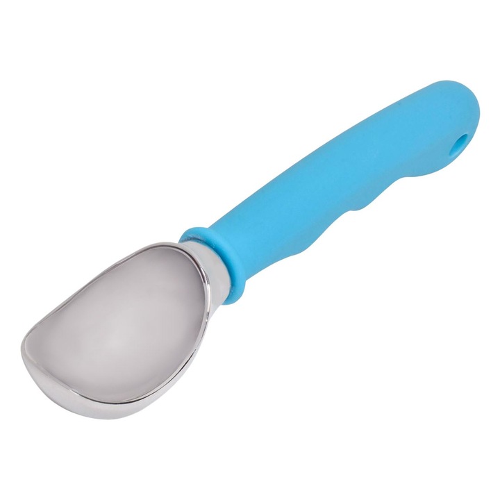 Метална лъжица със синя дръжка за сладолед