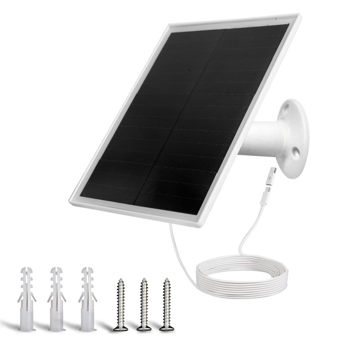 Panou solar 10W pentru camera de securitate, IP65, cablu 9.8ft, suport ajustabil 360°