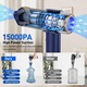 Aspirator auto 4 in 1, Turbo Duster, 16000PA, iluminare LED, baterie 4000mAh, reancarcabil, functii aspirare, suflare si vidare, filtru HEPA, albastru