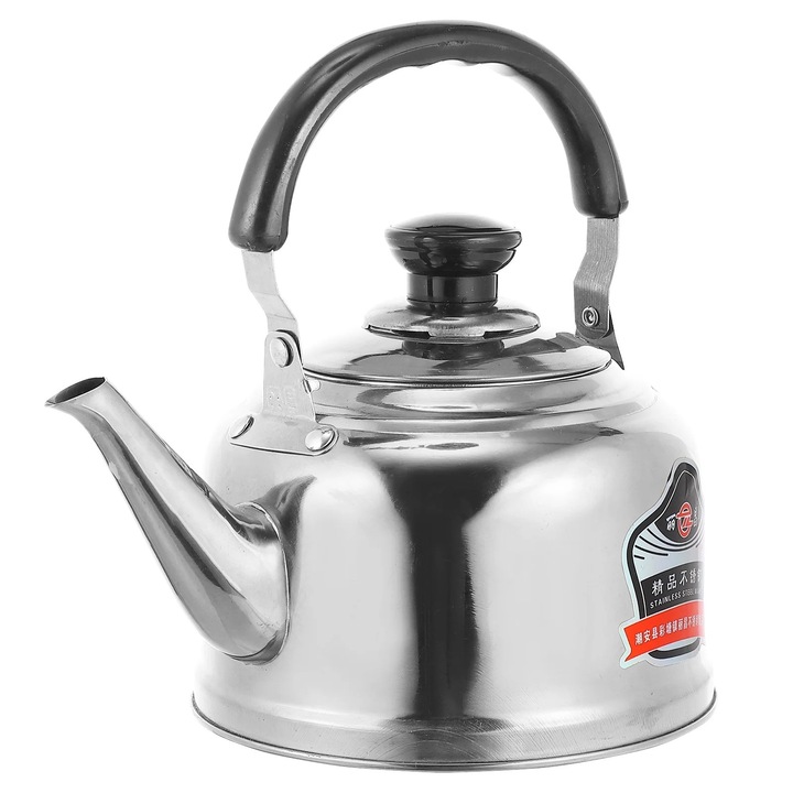 Ceainic din inox, capacitate 1.5L, design anti-incalzire, argintiu, 14.20x14.20x10.00cm