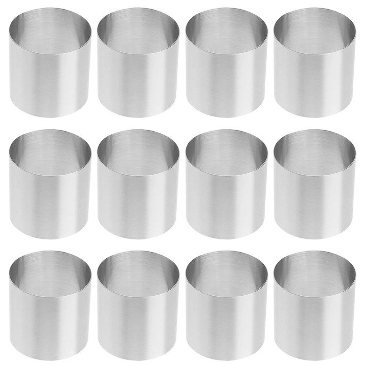 Set 12 forme prăjituri, din inox, argintiu, 5x5x5cm